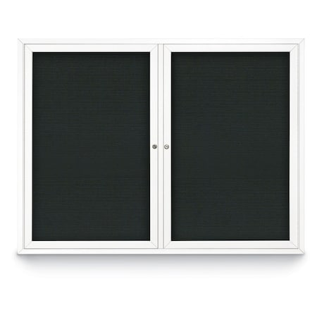 48x36 2-Door Enclosed Outdoor Letterboard,Black Felt/White